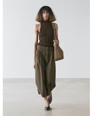 MASSIMO DUTTI Midi Skirt With Box Pleats - Green