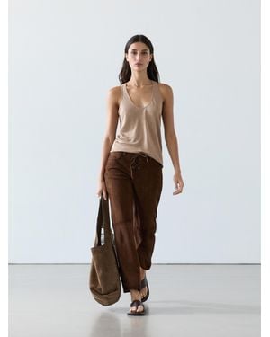 MASSIMO DUTTI 100% Linen Strappy Top - White