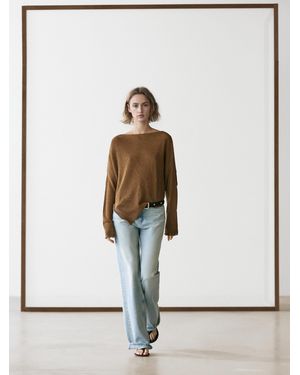 MASSIMO DUTTI Asymmetrical Knit Cape Jumper - White