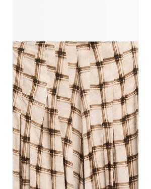 MASSIMO DUTTI Flowing Check Midi Skirt Co-Ord - Natural