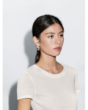 ★ Massimo Dutti★ Textured crepe effect cotton t-shirt 062 MASSIMO DUTTI Textured Crepe-Effect Cotton T-Shirt in