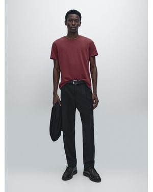 MASSIMO DUTTI Leichtes T-Shirt Aus Melierter Baumwolle - Rot