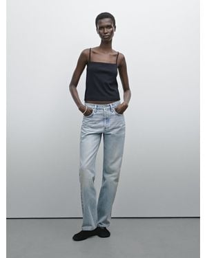 MASSIMO DUTTI Straight-Fit-Jeans Mit Hohem Bund - Blau