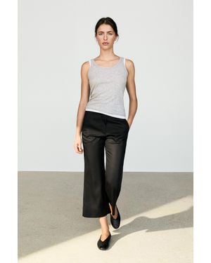 MASSIMO DUTTI Flowing Flared Cropped Pants - Black