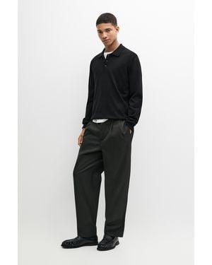 MASSIMO DUTTI Maglia A Polo 100% Cotone - Nero