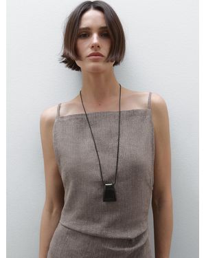 MASSIMO DUTTI Collar Cordón Piedra Natural - Gris