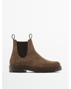 MASSIMO DUTTI Botín Piel Chelsea - Marrón