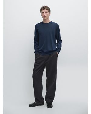 MASSIMO DUTTI Merino Wool Knit Jumper - Blue