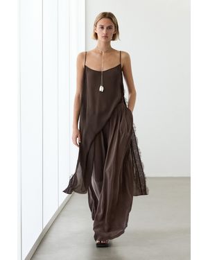 MASSIMO DUTTI Total Look Flowing Skort - Brown
