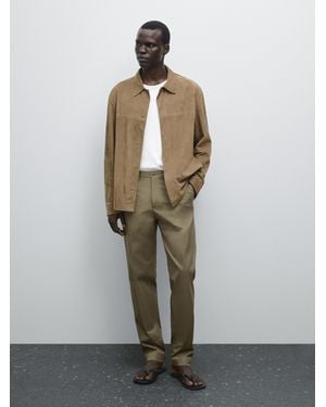 MASSIMO DUTTI Pantalón Tapered Fit Mezcla Algodón - Verde