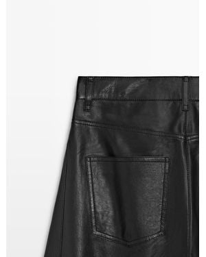 MASSIMO DUTTI Nappa Leather Balloon Fit Pants - Gray