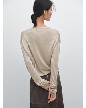 MASSIMO DUTTI Maglia Con Scollo A V - Neutro
