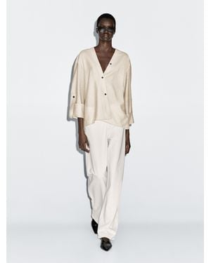 MASSIMO DUTTI Shirt With Rolled-Up Sleeves - White