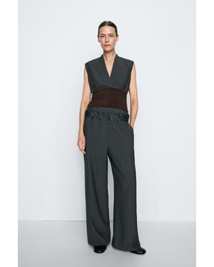 MASSIMO DUTTI Studio Total Look Elasticated Pants - Gray