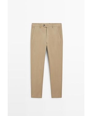 MASSIMO DUTTI 100% Katoenen Slim Fit Broek - Naturel