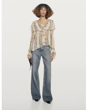 MASSIMO DUTTI Blusa Serpiente Volantes - Neutro