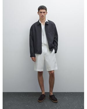 MASSIMO DUTTI Leichte Bermudashorts Aus Reinem Leinen - Grau