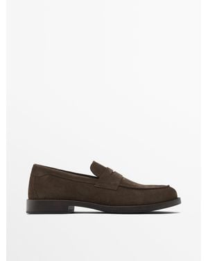 MASSIMO DUTTI Loafer Aus Rauleder - Weiß