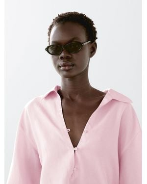MASSIMO DUTTI Camicetta Leggera Collo A Polo - Rosa