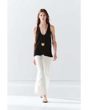 MASSIMO DUTTI Flowing Embroidered Top - Black