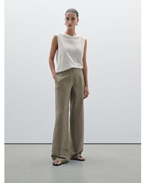 MASSIMO DUTTI Gerade Geschnittene Karierte Hose Aus Baumwolle - Weiß