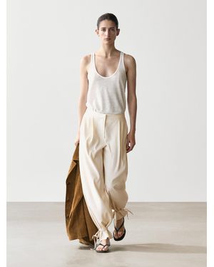 MASSIMO DUTTI Flowing Barrel Fit Pants - White