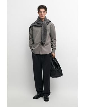 MASSIMO DUTTI Flannel Suit Pants With Darts - Gray