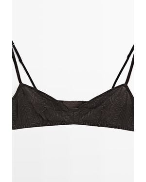 MASSIMO DUTTI Top With Embroidered Detail - Black
