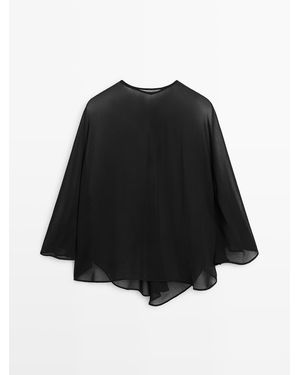 MASSIMO DUTTI Soepelvallende Transparante Cape - Zwart