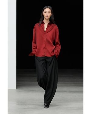 MASSIMO DUTTI Flowing Satin Shirt - Red