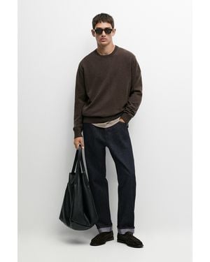 MASSIMO DUTTI Strickpullover Aus Wollmischgewebe Mit Rundausschnitt - Braun