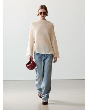 MASSIMO DUTTI 100% Cotton Knit Jumper With Back Ties - Natural
