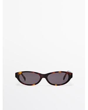MASSIMO DUTTI Narrow Tortoiseshell-Effect Sunglasses - White