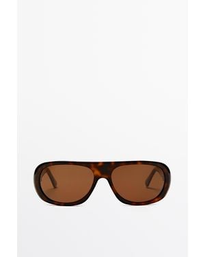 MASSIMO DUTTI Oval Tortoiseshell-Effect Sunglasses - Brown