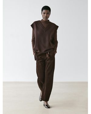 MASSIMO DUTTI V-Neck Bib With Tie Details - Natural