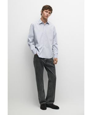 MASSIMO DUTTI Camisa Regular Fit Rayas 100% Algodón - Blanco
