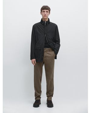 MASSIMO DUTTI Slim-Fit Micro-Textured Trousers - Green