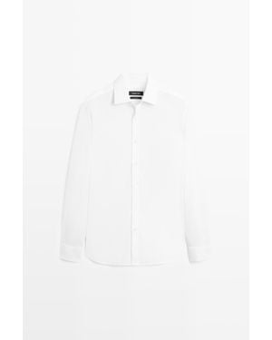 MASSIMO DUTTI Slim Fit Stretch Shirt - White