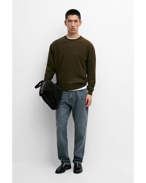 MASSIMO DUTTI 100% Cashmere Rib Knit Jumper - Green