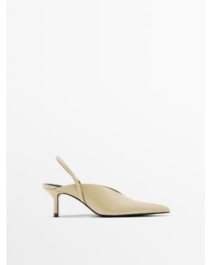 MASSIMO DUTTI High-Heel Slingback Shoes - White