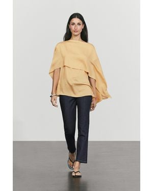 MASSIMO DUTTI Flowing Cape-Style Blouse - Natural