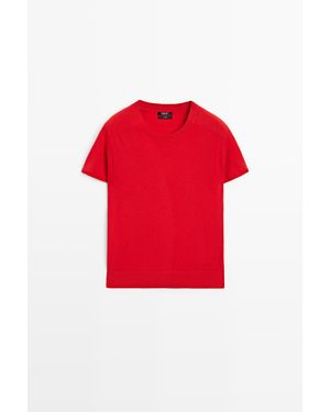 MASSIMO DUTTI 100% Kasjmier Tricot Trui Met Korte Mouw - Rood