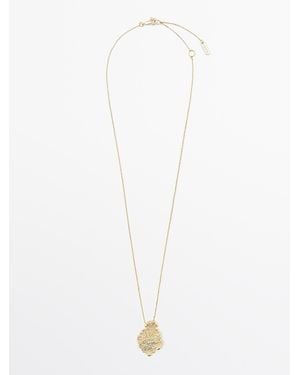MASSIMO DUTTI Collar Mini Colgante Pieza Encaje - Blanco