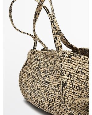 MASSIMO DUTTI Bolso Tote Mediano 100% Rafia - Blanco