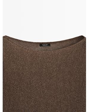 MASSIMO DUTTI Cotton Blend Fluid Knit Jumper - Brown
