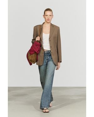 MASSIMO DUTTI Americana Traje 100% Lana Melange - Neutro