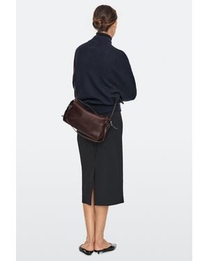 MASSIMO DUTTI Borsa Satchel Media - Marrone