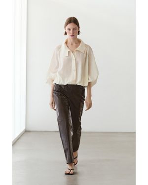 MASSIMO DUTTI Nappa Leather Pants - Brown