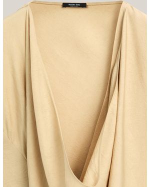 MASSIMO DUTTI Flowing Draped Midi Dress - Natural