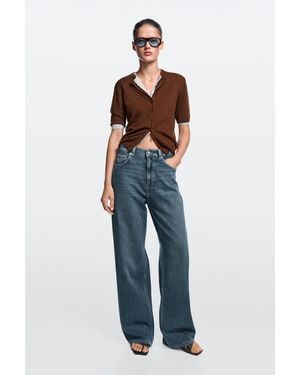 MASSIMO DUTTI Relaxed Wide-Leg Mid-Waist Jeans - Blue